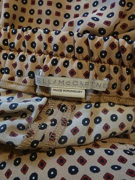 Stella McCartney Silk Beige Wide-Leg Polka Dot Soft Pants - Picture 6 of 8